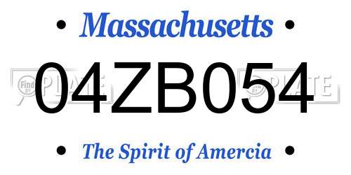 04ZB054 Massachusetts License Plate