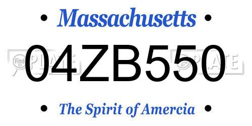 04ZB550 Massachusetts License Plate