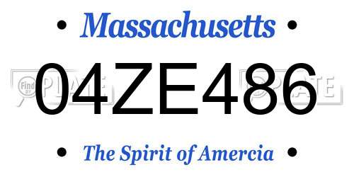 04ZE486 Massachusetts License Plate