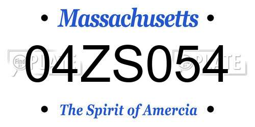 04ZS054 Massachusetts License Plate