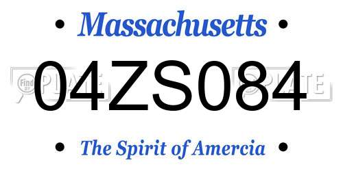 04ZS084 Massachusetts License Plate