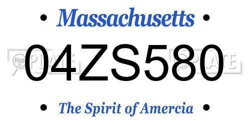 04ZS580 Massachusetts License Plate
