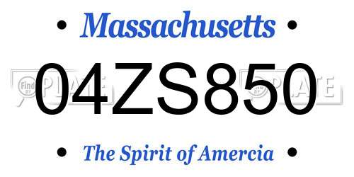 04ZS850 Massachusetts License Plate