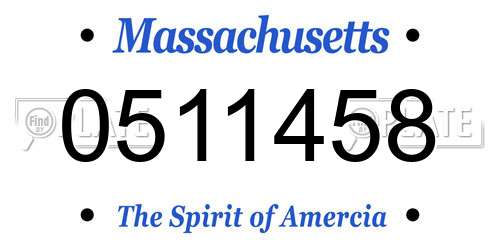 0511458 Massachusetts License Plate