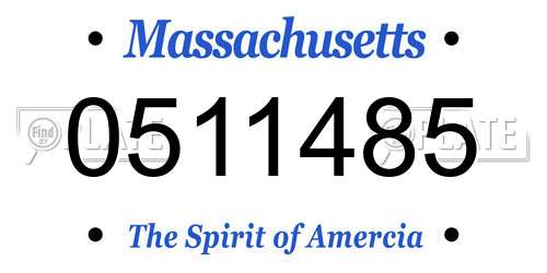 0511485 Massachusetts License Plate