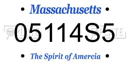 05114S5 Massachusetts License Plate