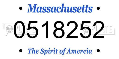 0518252 Massachusetts License Plate