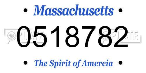 0518782 Massachusetts License Plate