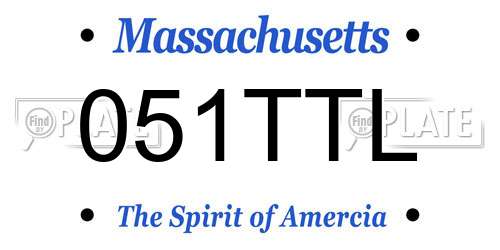 051TTL Massachusetts License Plate