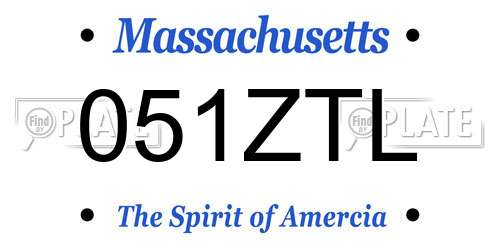 051ZTL Massachusetts License Plate