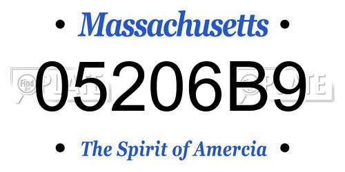 05206B9 Massachusetts License Plate