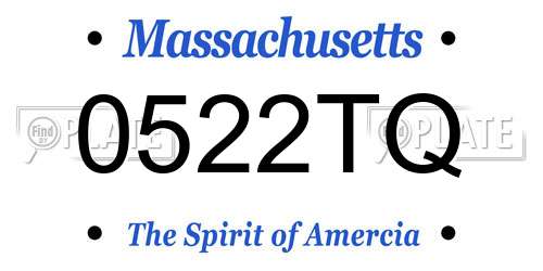0522TQ Massachusetts License Plate
