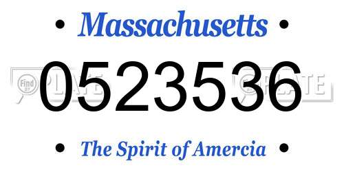 0523536 Massachusetts License Plate