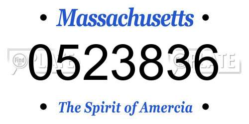 0523836 Massachusetts License Plate