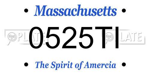 0525TI Massachusetts License Plate