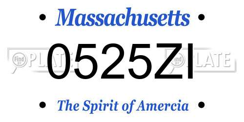 0525ZI Massachusetts License Plate