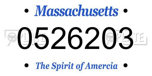 0526203 Massachusetts License Plate