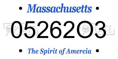 05262O3 Massachusetts License Plate