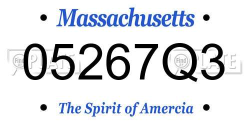 05267Q3 Massachusetts License Plate