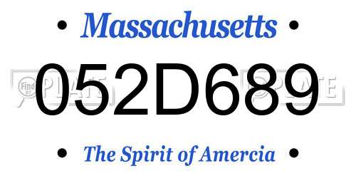 052D689 Massachusetts License Plate