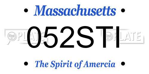 052STI Massachusetts License Plate
