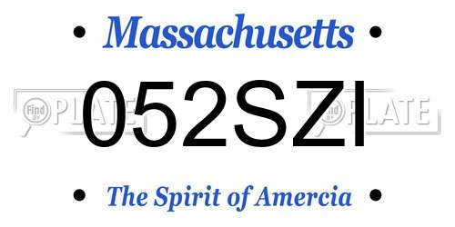 052SZI Massachusetts License Plate