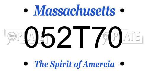 052T70 Massachusetts License Plate