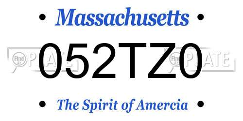 052TZ0 Massachusetts License Plate