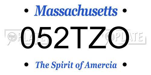 052TZO Massachusetts License Plate