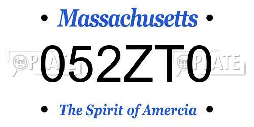 052ZT0 Massachusetts License Plate