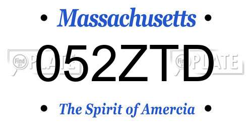 052ZTD Massachusetts License Plate