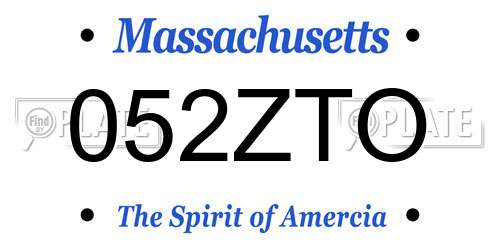 052ZTO Massachusetts License Plate