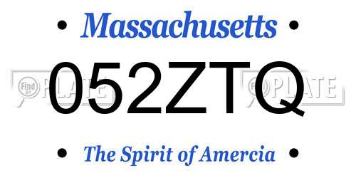 052ZTQ Massachusetts License Plate