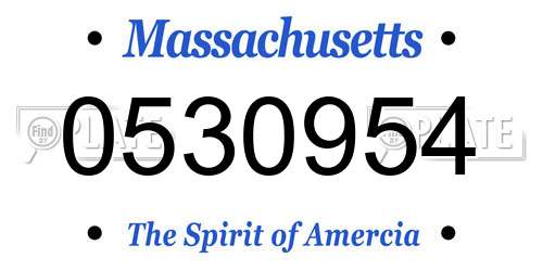 0530954 Massachusetts License Plate