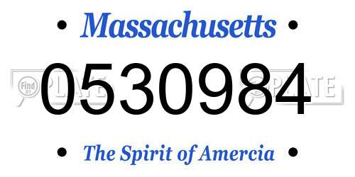 0530984 Massachusetts License Plate