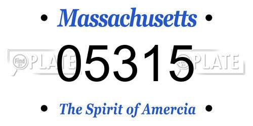 05315 Massachusetts License Plate
