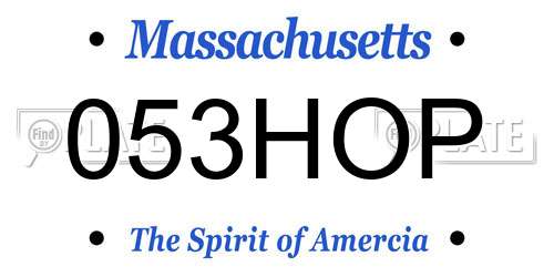 053HOP Massachusetts License Plate