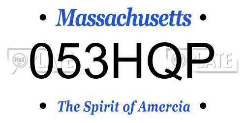 053HQP Massachusetts License Plate