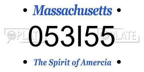 053I55 Massachusetts License Plate