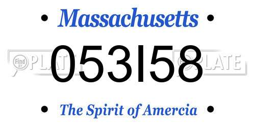 053I58 Massachusetts License Plate