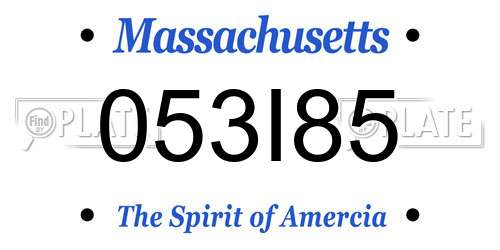 053I85 Massachusetts License Plate
