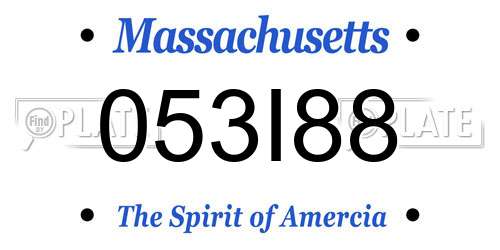053I88 Massachusetts License Plate