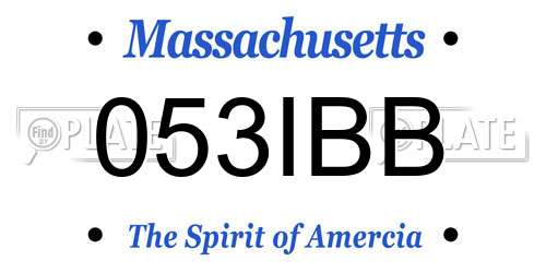 053IBB Massachusetts License Plate