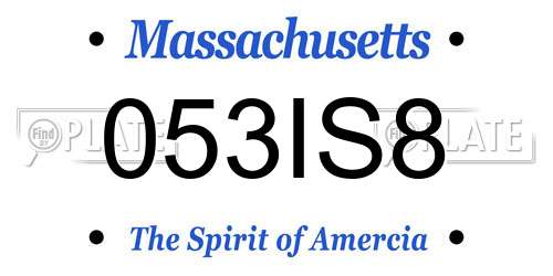 053IS8 Massachusetts License Plate