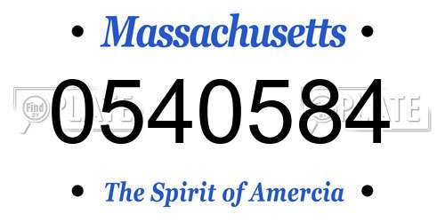 0540584 Massachusetts License Plate