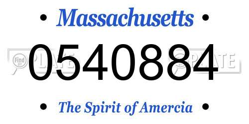 0540884 Massachusetts License Plate