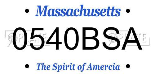 0540BSA Massachusetts License Plate