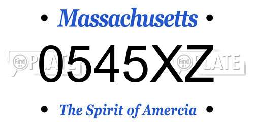 0545XZ Massachusetts License Plate