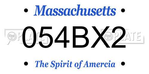 054BX2 Massachusetts License Plate