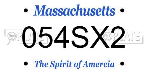 054SX2 Massachusetts License Plate